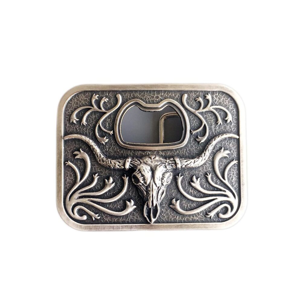 1930 Vintage Silver Rodeo Longhorn Bull Bottle Opener Belt Buckle also